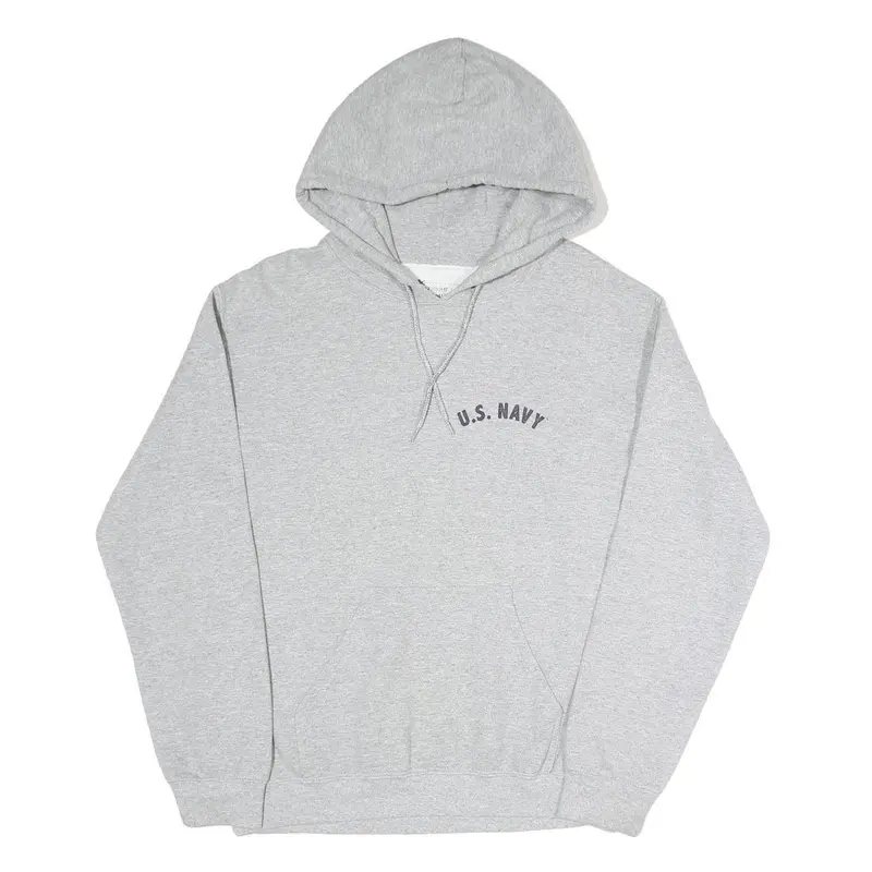 Mens Grey U.S. Navy Pullover Hoodie S Cotton Blend Military Style 1