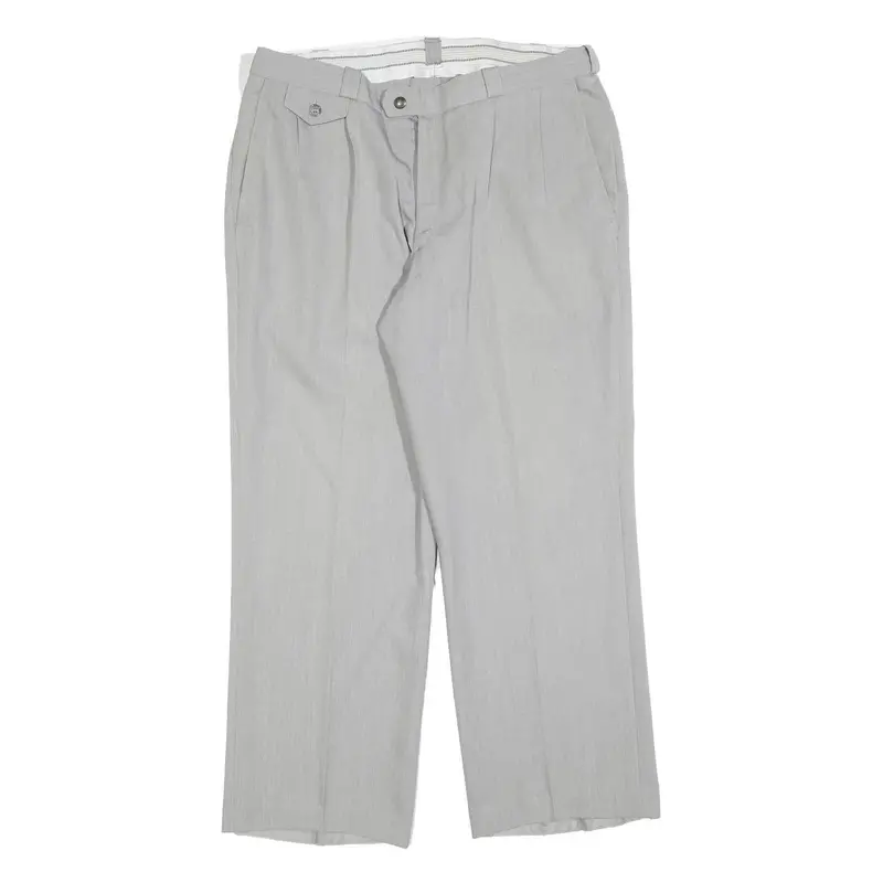Mens Light Grey Regular Fit Straight Leg Trousers W34 L28 Smart Work Casual 1