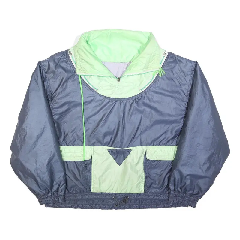 Mens Navy Blue & Light Green Outdoor Jacket L Polyester Zip Plain Pocket 1