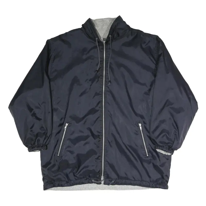 Mens Navy Blue Reversible Polyester Blend Zip Jacket Xl Plain Outdoor Casual 1