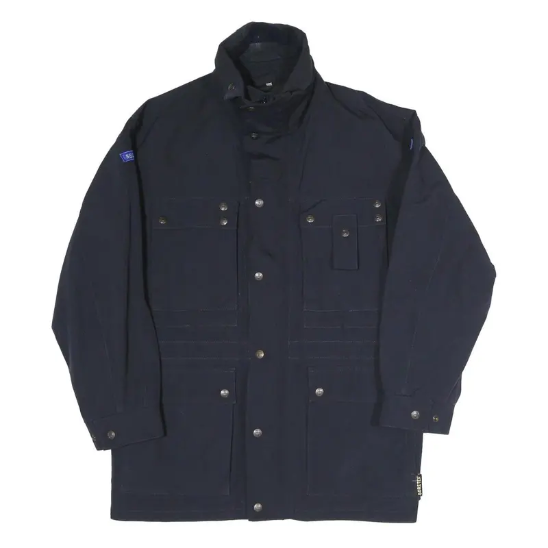 Mens Navy Jacket M Polyester Blend Plain Zip Security Style Securitas Logo 1