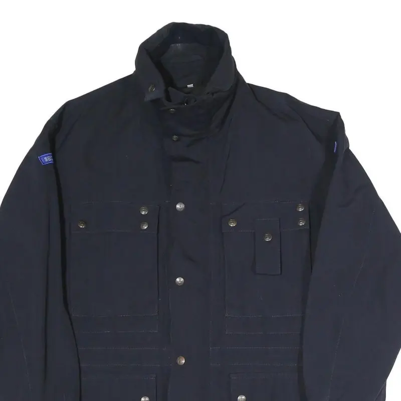 Mens Navy Jacket M Polyester Blend Plain Zip Security Style Securitas Logo 2