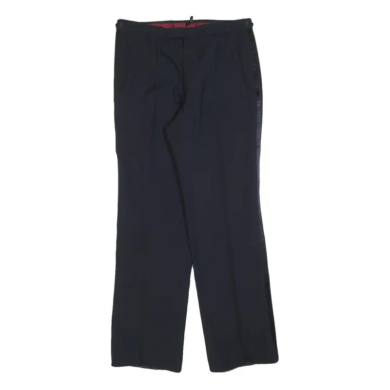 Mens Navy Regular Fit Straight Leg Trousers W32 L32 Classic Zip Closure Elegant 1