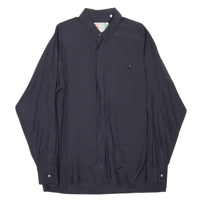 Mens Plain Shirt Black Long Sleeve 2Xl 1