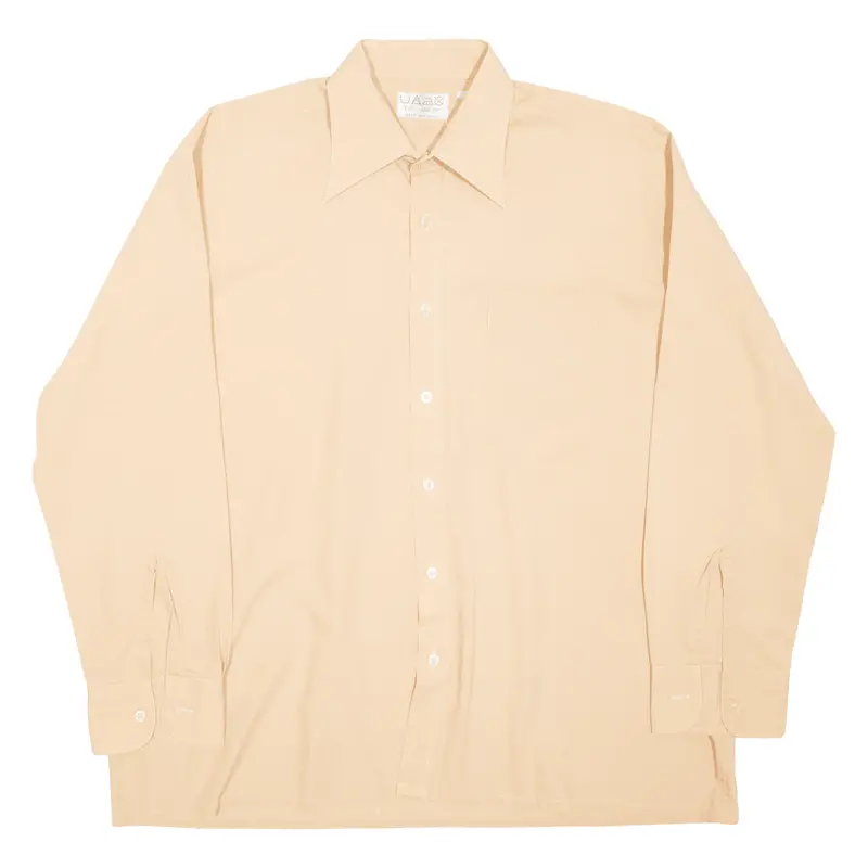 Mens Plain Shirt Brown Long Sleeve L 1