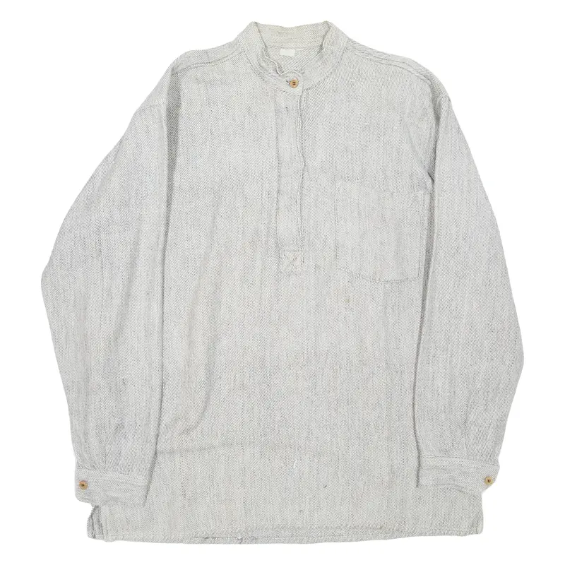 Mens Plain Shirt Grey Long Sleeve Xl 1