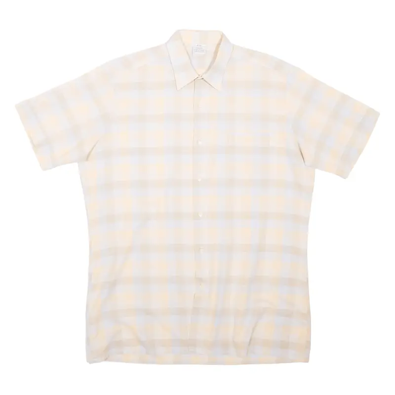 Mens Plain Shirt Orange Check M 1