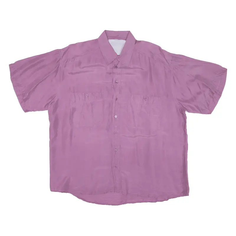 Mens Plain Shirt Purple Short Sleeve Xl 1