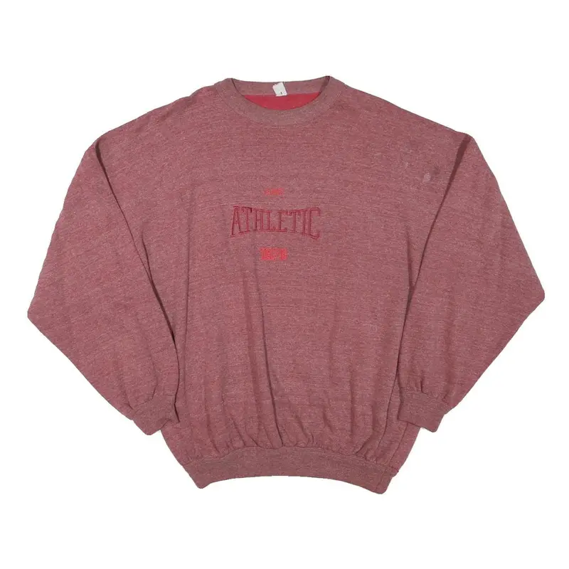 Mens Red Cotton Blend Sweatshirt L Athletic Crew Neck Long Sleeve Casual 1