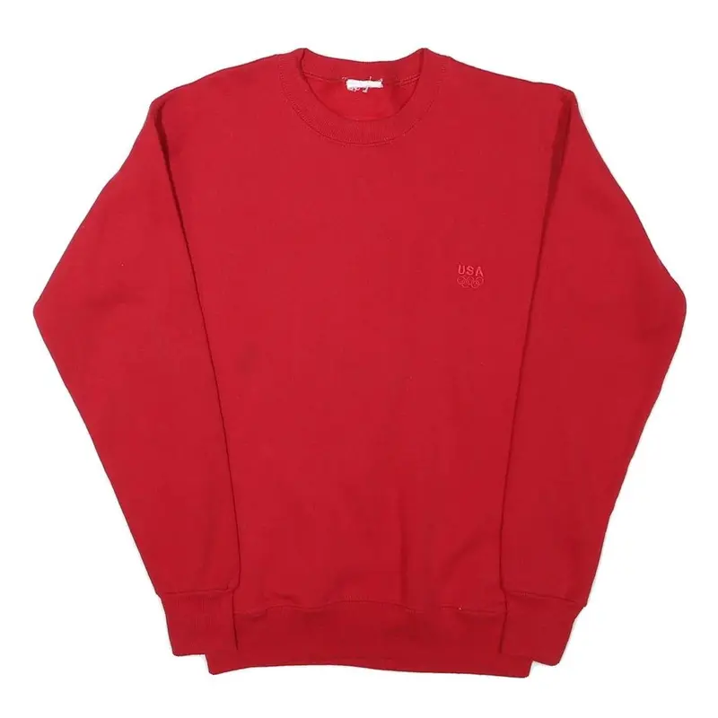 Mens Red Crew Neck Sweatshirt Xs Usa Olympic Logo Cotton Blend Pullover 1