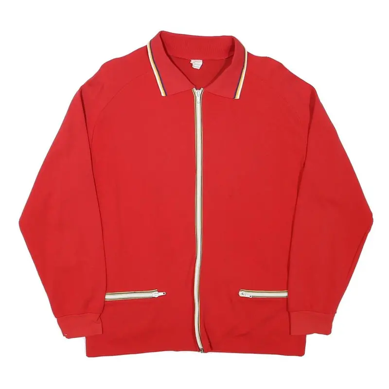 Mens Red Jacket M Polyester Blend Zip Jacket Plain Casual Lightweight 1