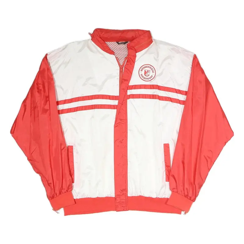 Mens Red & White Casual Zip Up Polyester Blend Jacket 2Xl Plain Lightweight 1