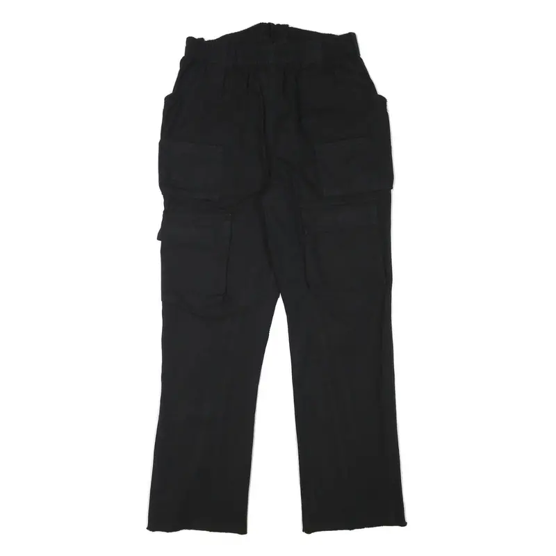 Mens Regular Fit Black Cotton Blend Trousers W28 L30 Cargo Style Pocketed 1