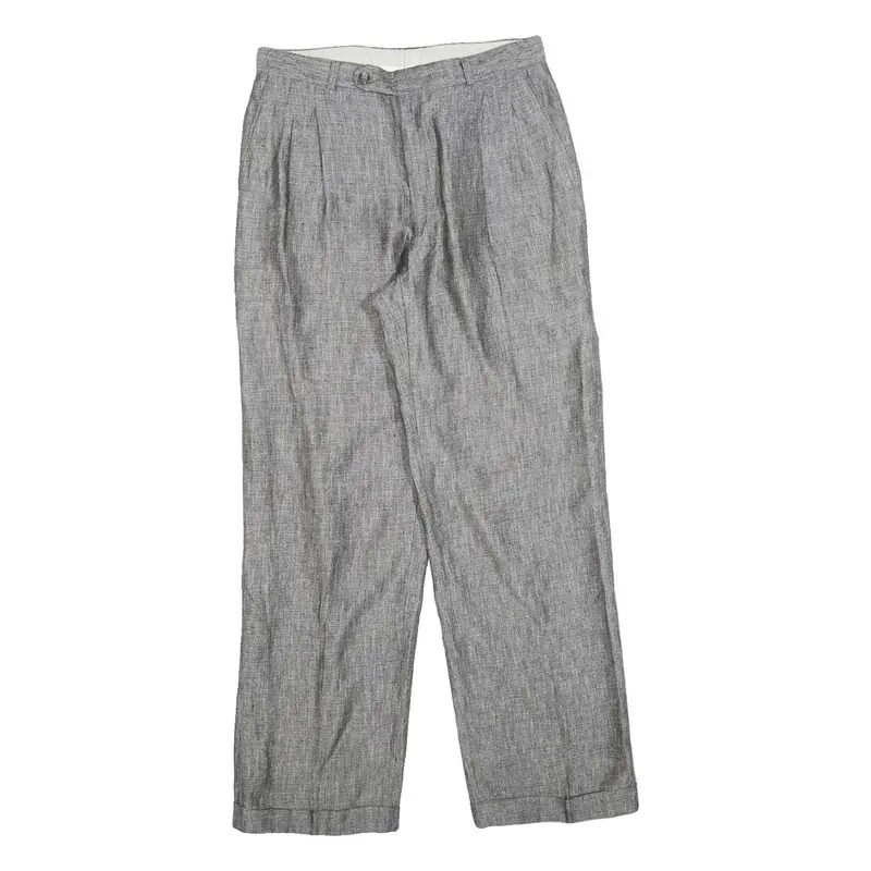 Mens Relaxed Grey Plain Trousers W30 L30 Casual Zip Closure Comfortable 1
