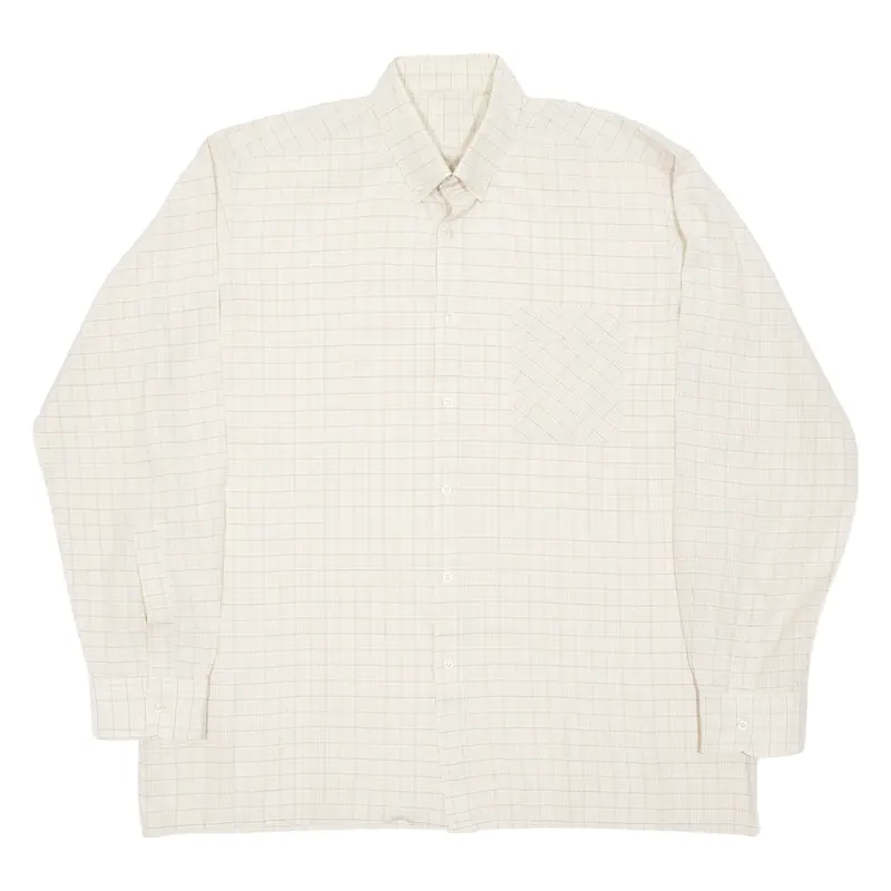 Mens Shirt Beige Check Long Sleeve Xl 1