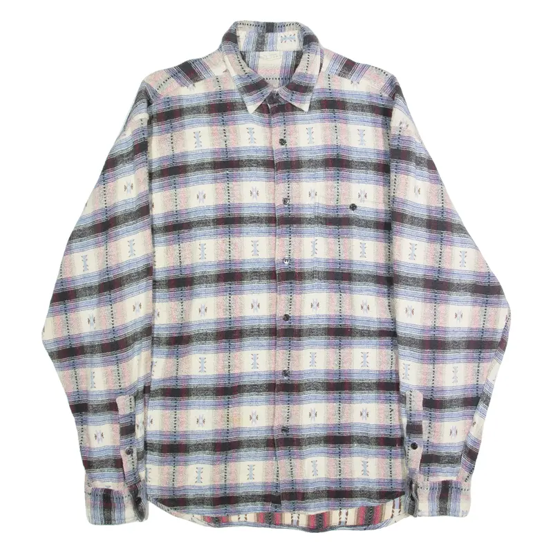 Mens Shirt Blue Check Long Sleeve L 1