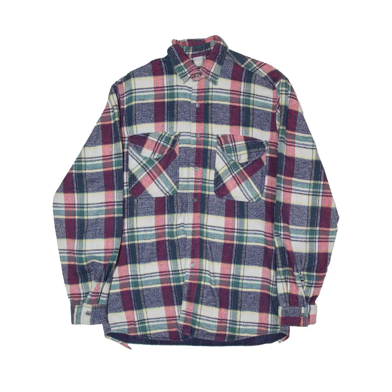 Mens Shirt Blue Check Long Sleeve M 1