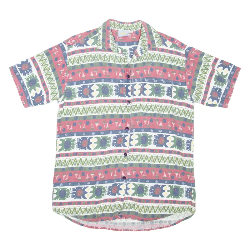 Mens Shirt Blue Crazy Pattern L 1