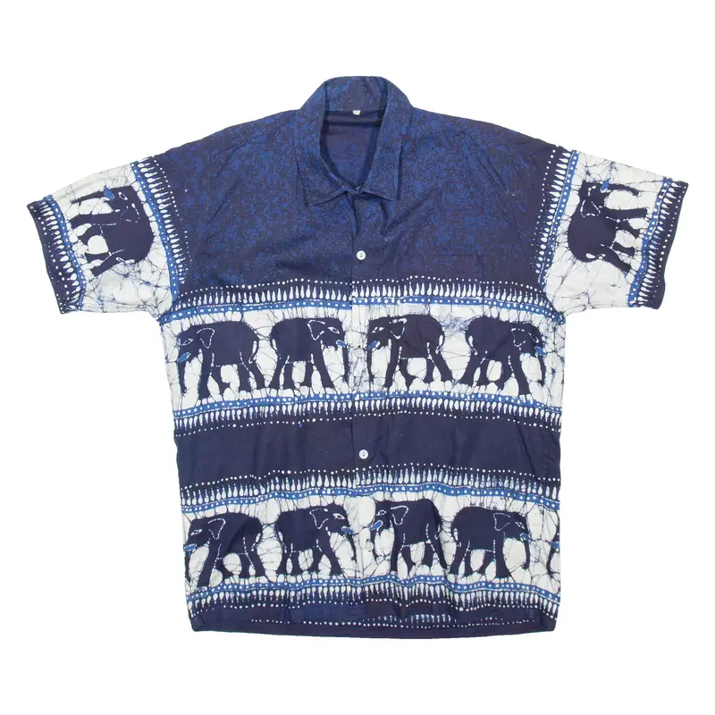 Mens Shirt Blue Crazy Pattern S 1