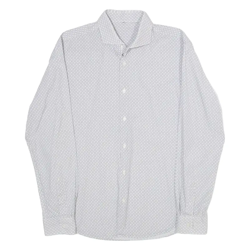 Mens Shirt Blue Spotted Long Sleeve L 1