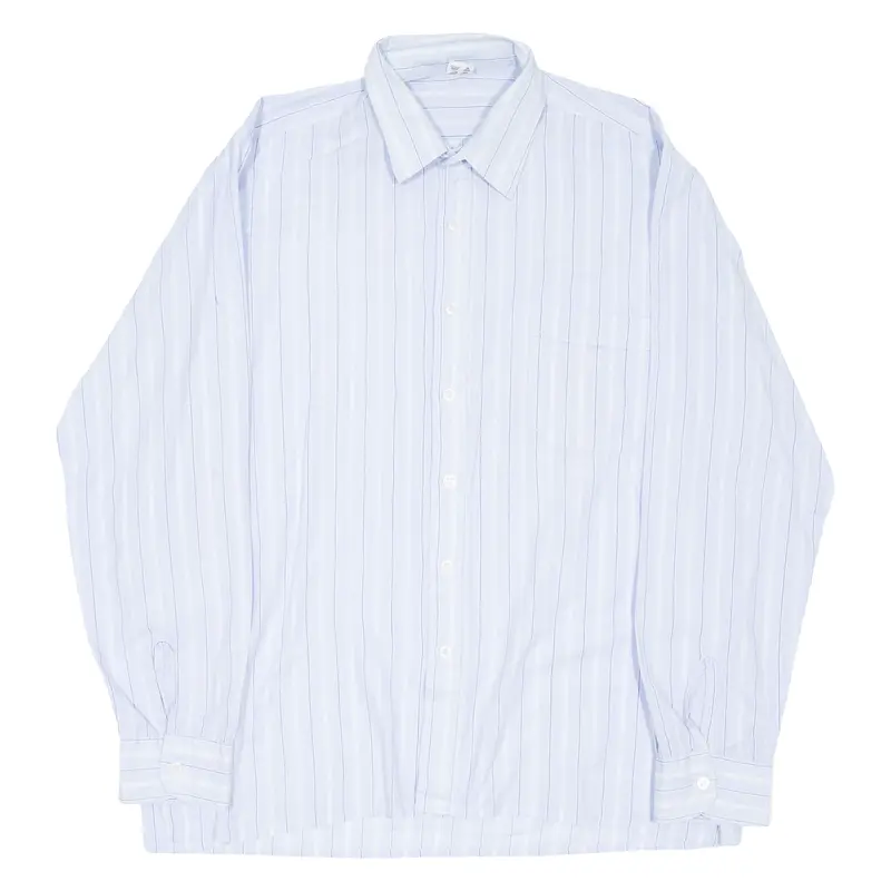 Mens Shirt Blue Striped Long Sleeve L 1