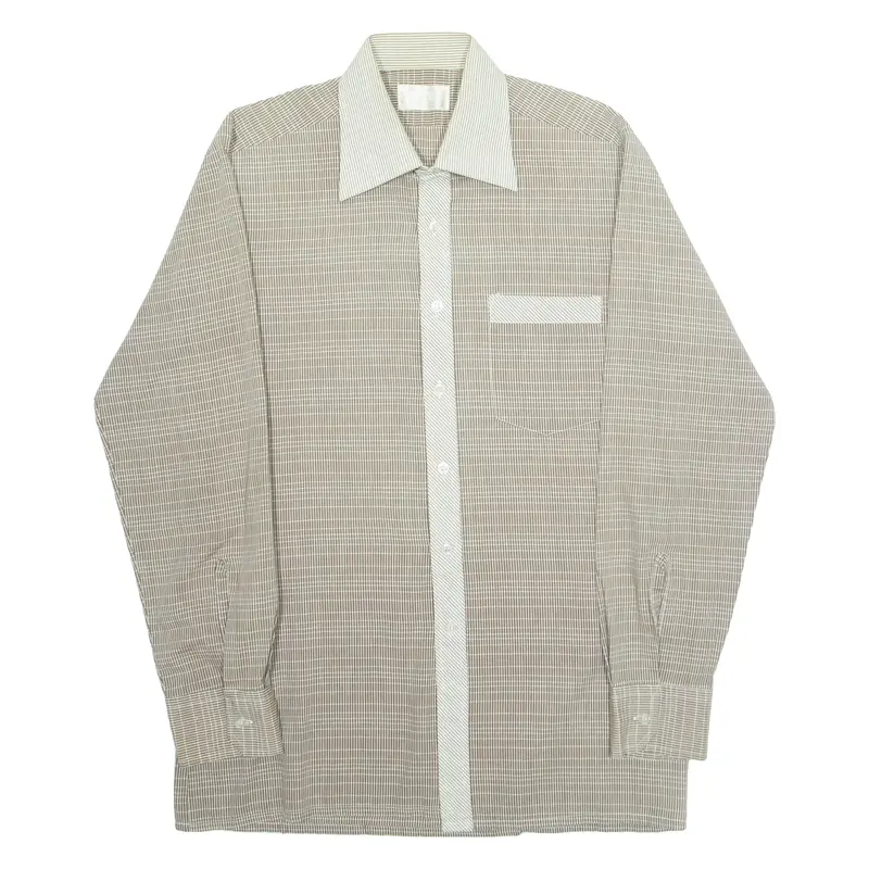 Mens Shirt Brown Check Long Sleeve L 1