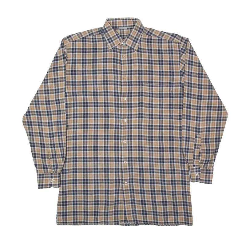 Mens Shirt Brown Check Long Sleeve M 1