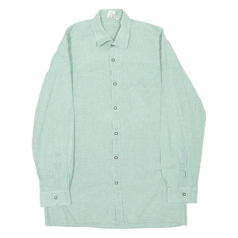 Mens Shirt Green Gingham Long Sleeve L 1