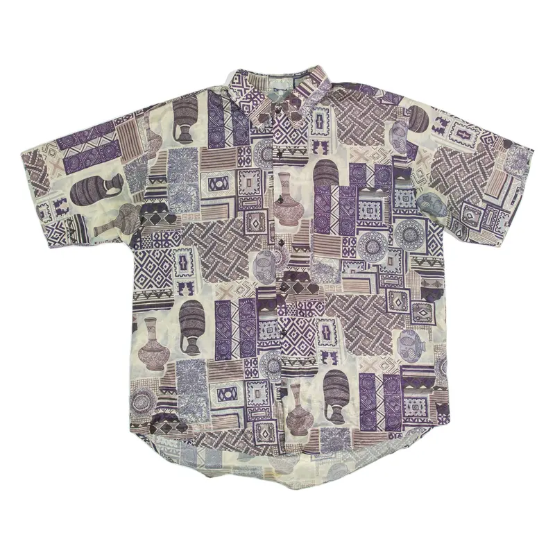 Mens Shirt Purple Crazy Pattern Xl 1