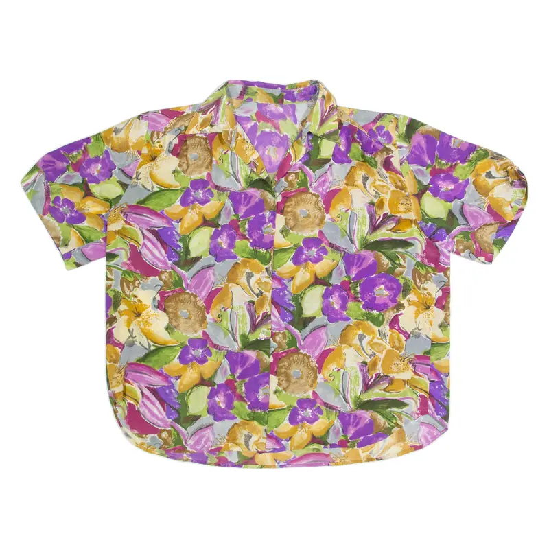 Mens Shirt Purple Floral L 1