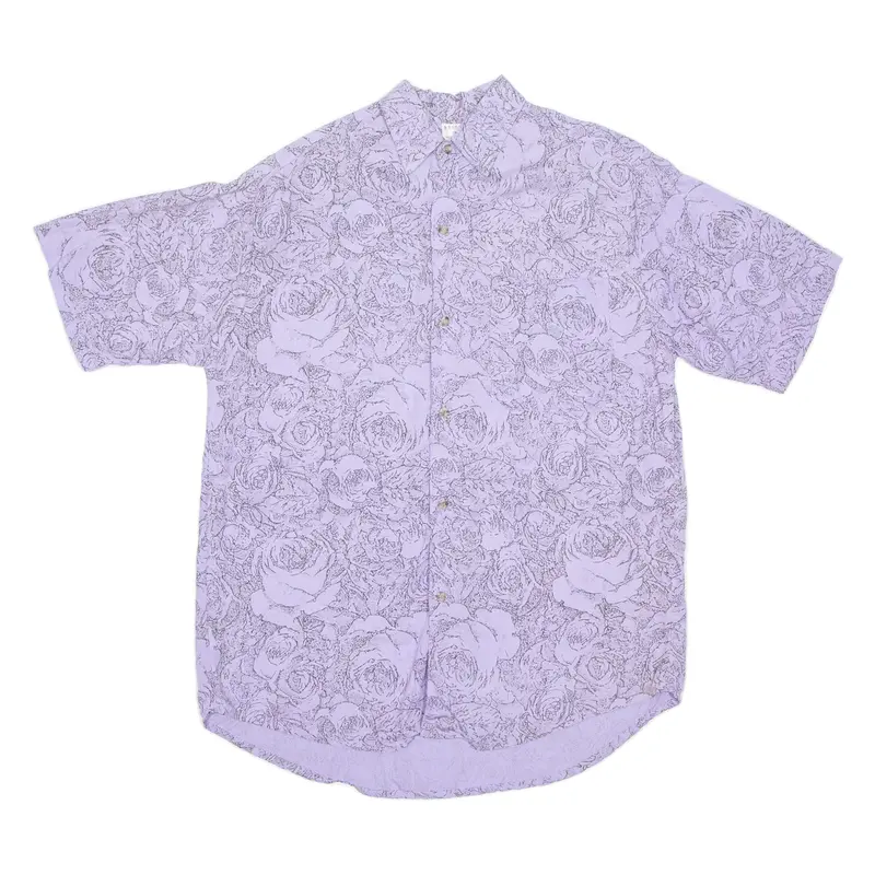 Mens Shirt Purple Floral L 1
