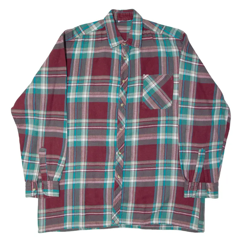 Mens Shirt Red Check Long Sleeve L 1