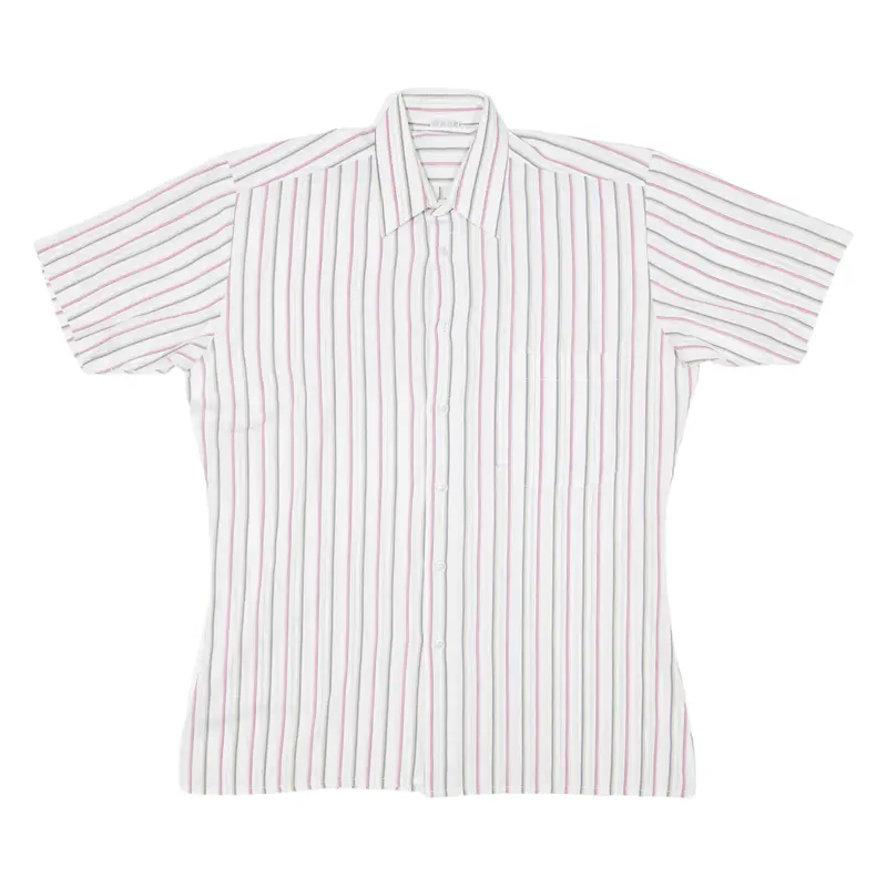 Mens Shirt White 90S Striped L 1
