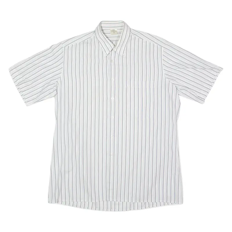Mens Shirt White Striped L 1