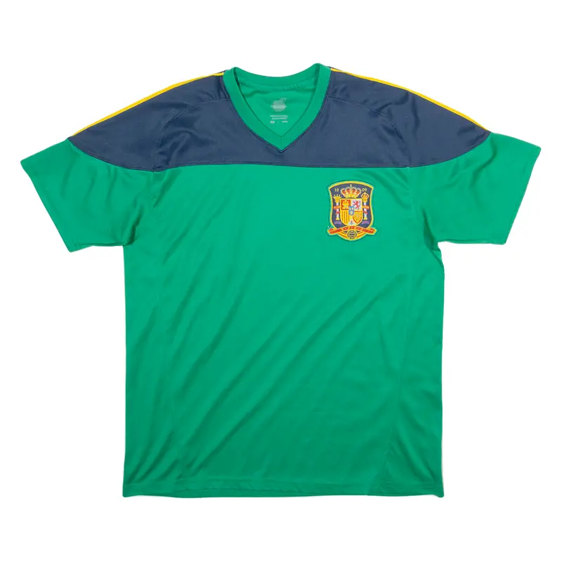 Mens T-Shirt Green 90S V-Neck L 1