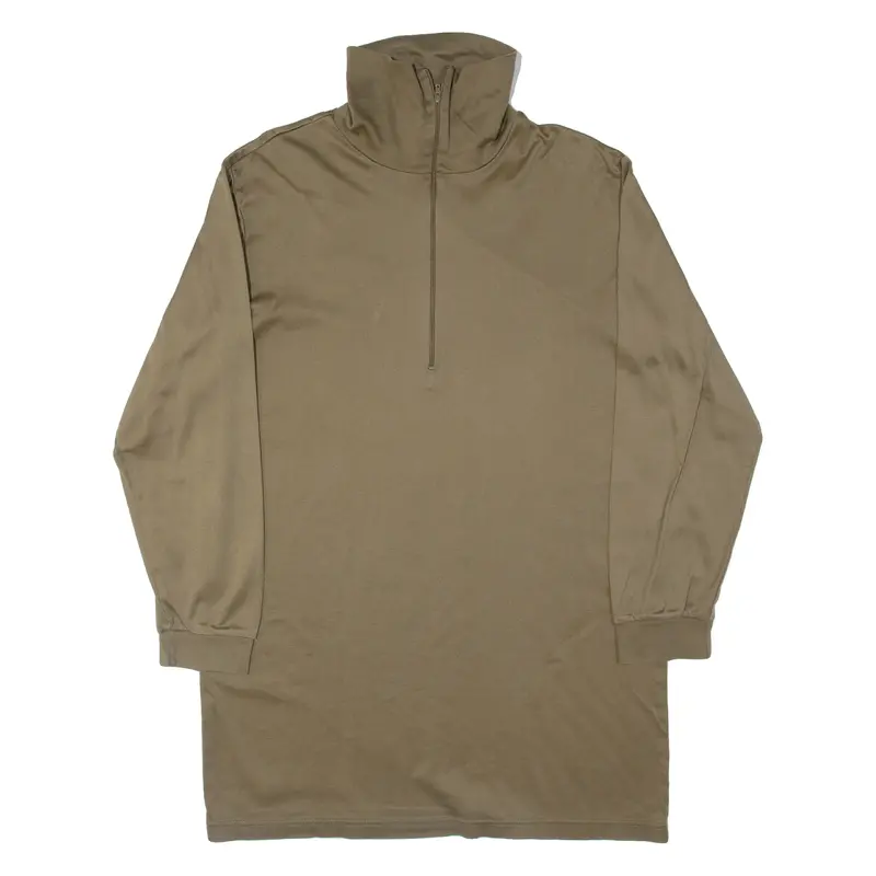 Mens T-Shirt Green Long Sleeve 1/4 Zip M 1