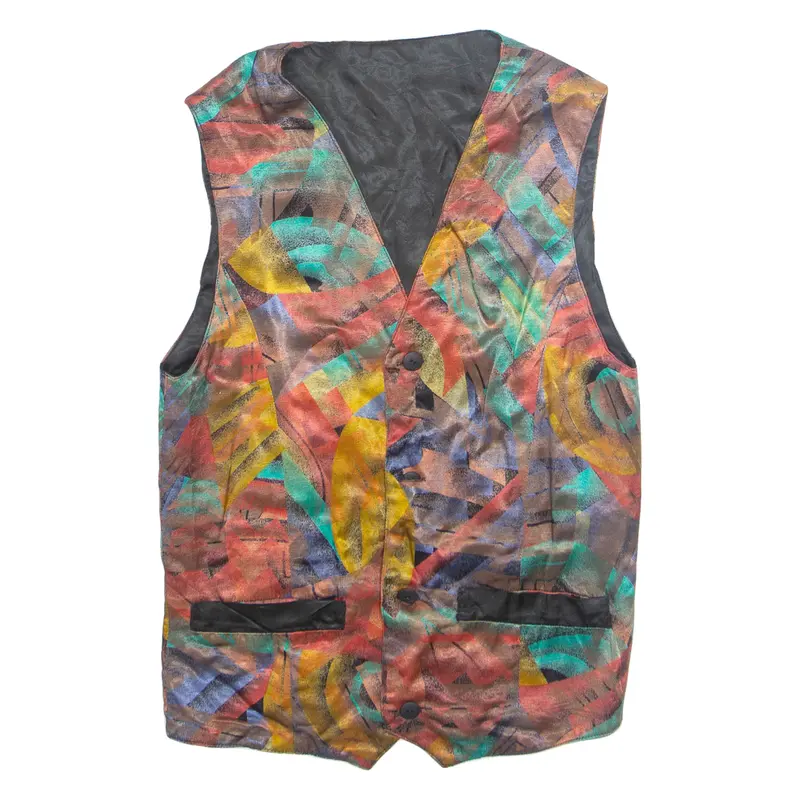 Mens Waistcoat Orange Viscose Crazy Pattern M 1