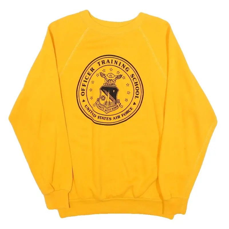 Mens Yellow Officer Training School Sweatshirt Crew Neck S Cotton Blend Casual 1