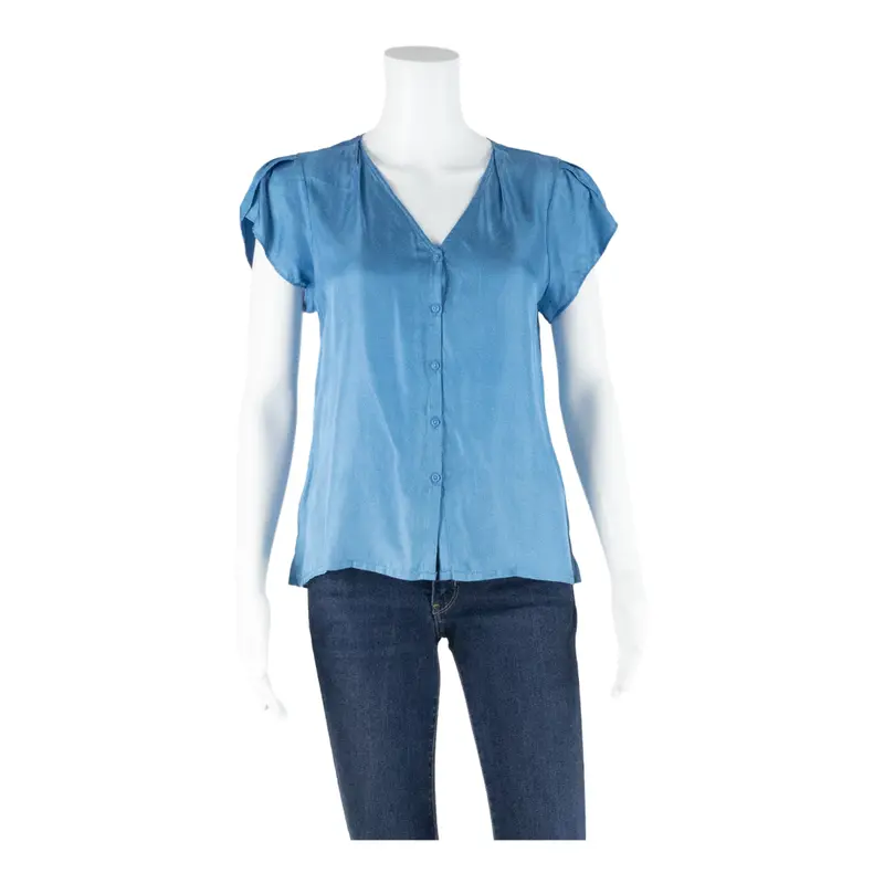Metis Womens Top Blue V-Neck M 1
