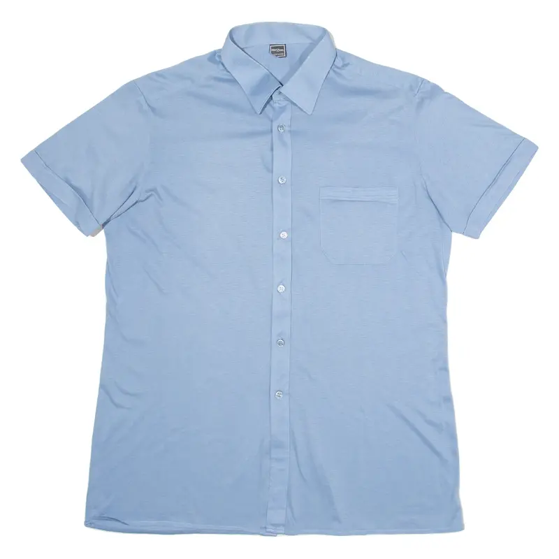 Metzger Mens Plain Shirt Blue M 1