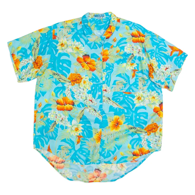 Mexx Mens Hawaiian Shirt Blue Floral M 1