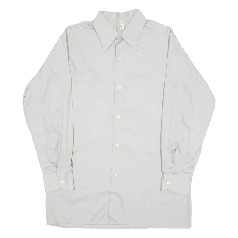 Meytex Mens Plain Shirt Grey Long Sleeve L 1