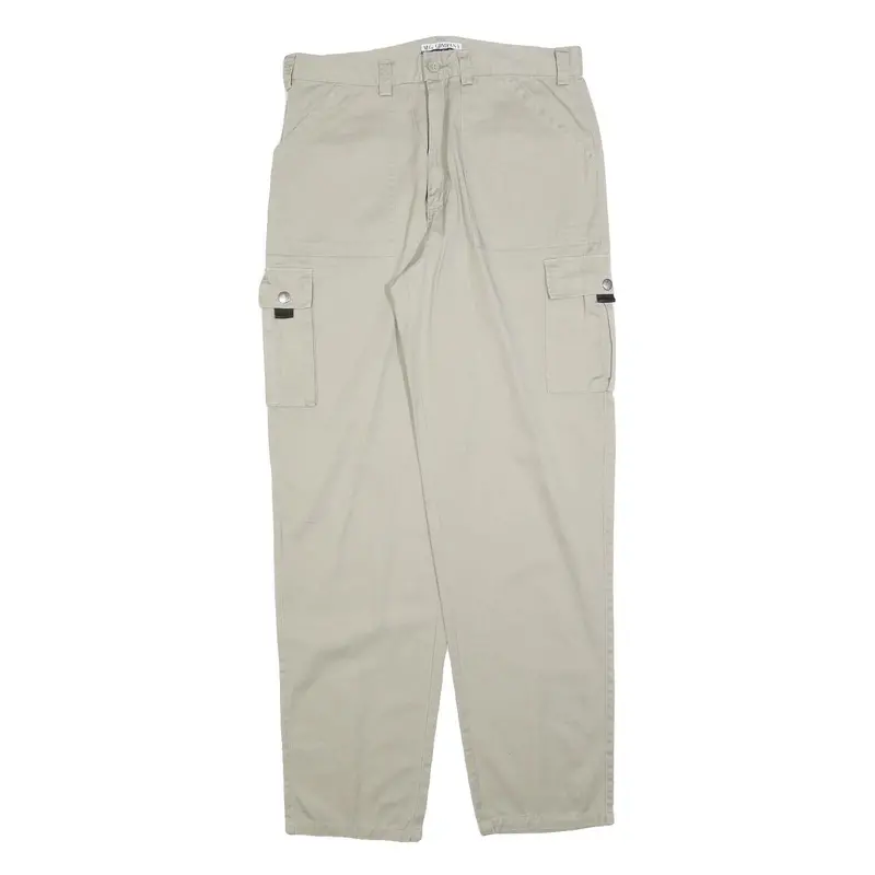 Mg Company Mens Cotton Blend Beige Relaxed Cargo Trousers W34 L34 Casual 1