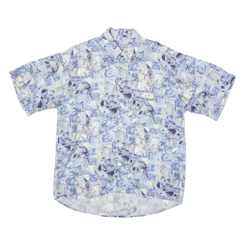 Michael Kauf Mens Shirt Blue Crazy Pattern L 1