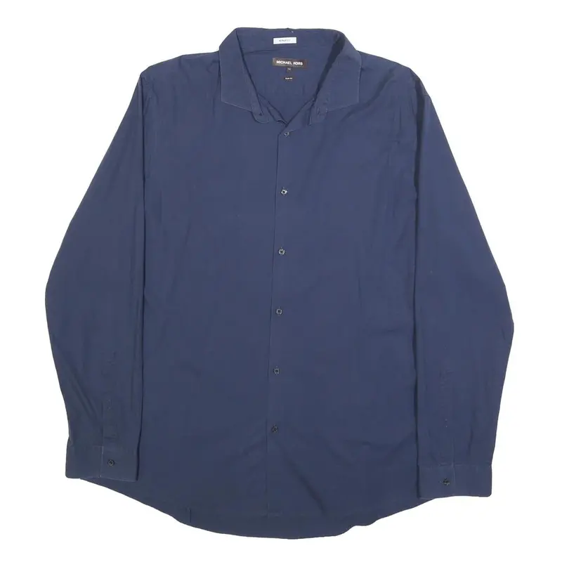Michael Kors Mens Blue 2Xl Long Sleeve Cotton Blend Classic Shirt Smart Casual 1