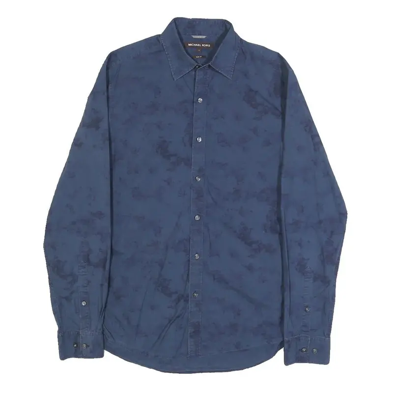 Michael Kors Mens Blue Slim Fit Cotton Shirt S Stylish Button Shirt 1
