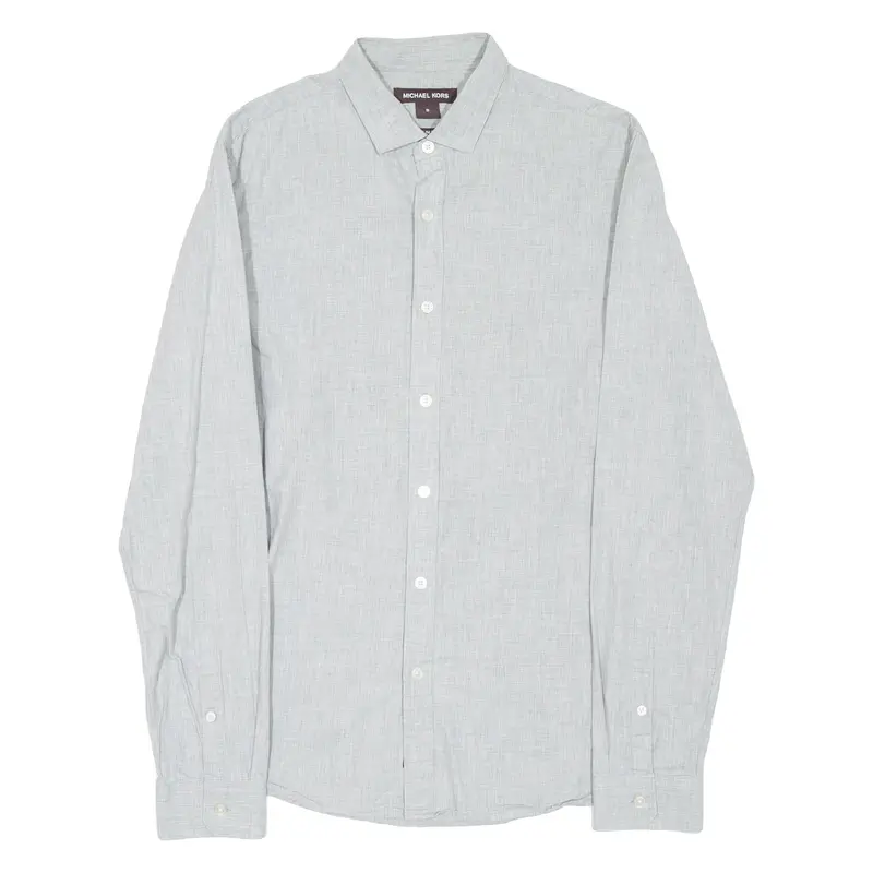 Michael Kors Slim Fit Mens Plain Shirt Grey Long Sleeve S 1