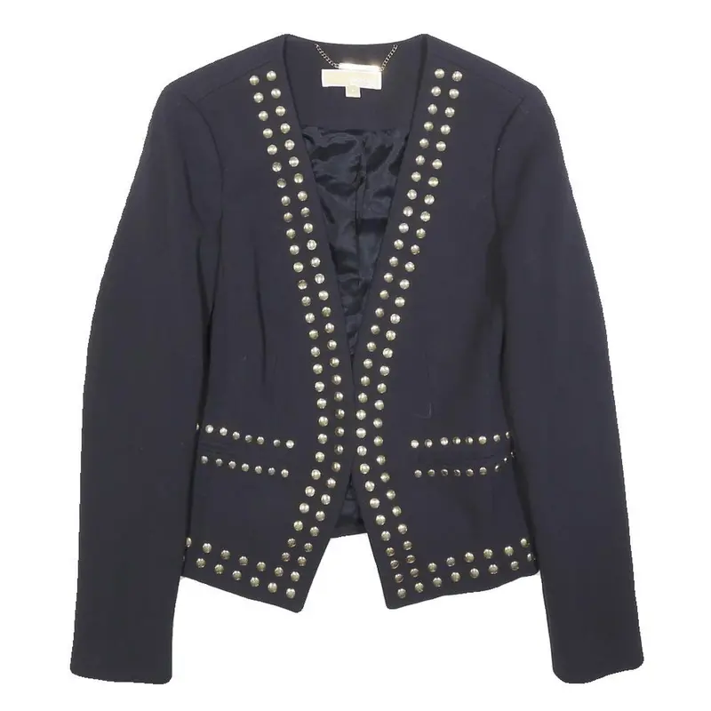 Michael Kors Womens Black Studded Jacket Xs Polyester Blend Tailored Stylish 1