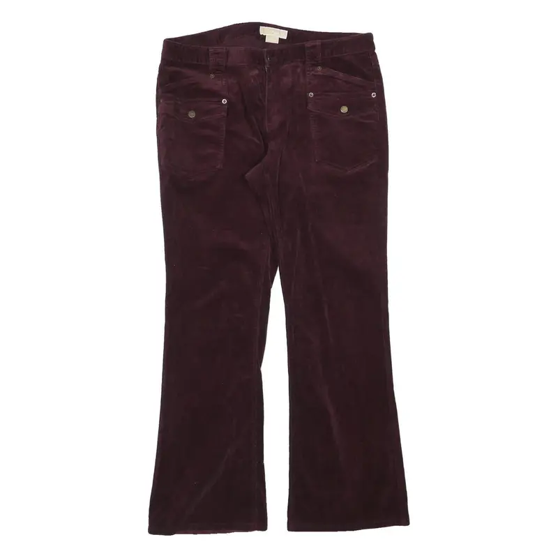 Michael Kors Womens Cotton Blend Burgundy Regular Fit Straight Leg Trousers W38 1