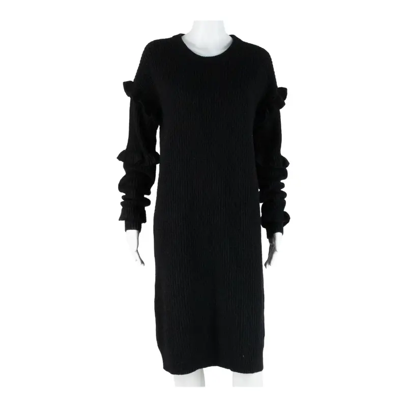 Michael Kors Womens Jumper Dress Black Wool Long Sleeve Knee Length M 1